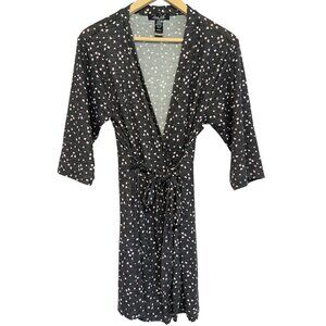 Rene Rofe Heart Robe NWT Womens Size M Gray Pink Kimono Wrap Super Soft Light